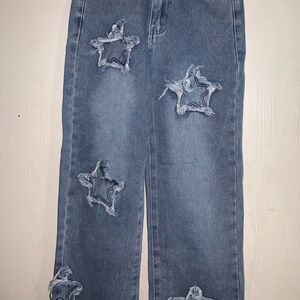 SHEIN Kids Blue Star Patch Jeans